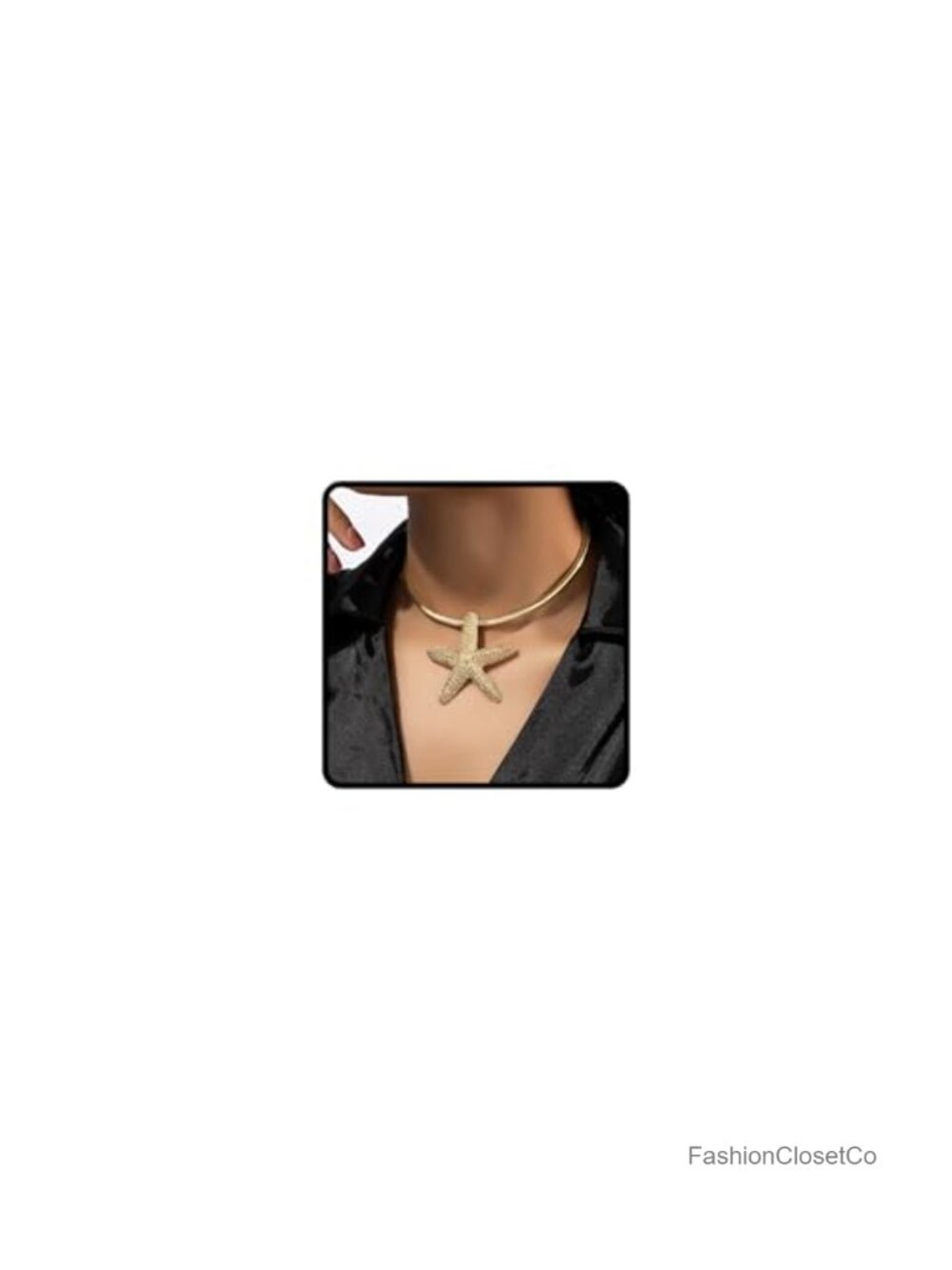 Gold Starfish Pendant Necklace Women Chunky Shell Choker Mermaid Costume